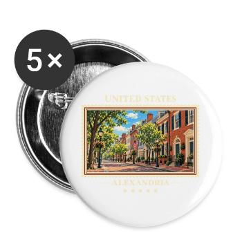 Vereinigte Staaten Alexandria Vintage Reisemarke - Buttons groß 56 mm (5er Pack) - Weiß - Vorne
