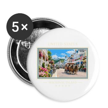 Vereinigte Staaten Mackinac Island Vintage Marke - Buttons groß 56 mm (5er Pack) - Weiß - Vorne