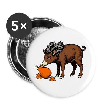 Wildschwein an der Birne - Buttons groß 56 mm (5er Pack) - Weiß - Vorne