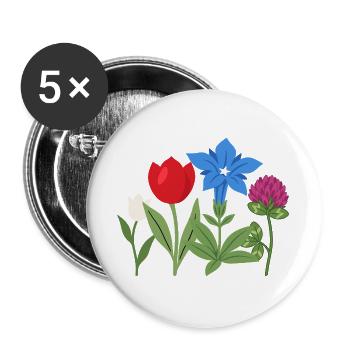 Blumen botanisch Pflanze Illustration - Buttons groß 56 mm (5er Pack) - Weiß - Vorne
