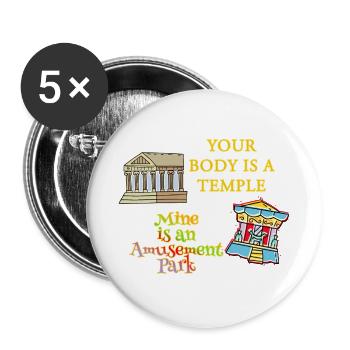 Temple Body Vergnügungspark - Buttons groß 56 mm (5er Pack) - Weiß - Vorne