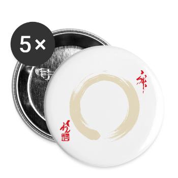 Zen Enso Circle – Buddhistische Pinselstrichmeditation - Buttons groß 56 mm (5er Pack) - Weiß - Vorne