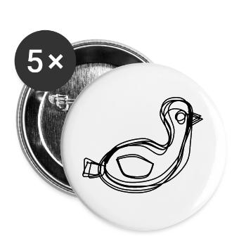 Gans handgezeichnet - Buttons groß 56 mm (5er Pack) - Weiß - Vorne