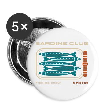 Sardinenclub - Buttons groß 56 mm (5er Pack) - Weiß - Vorne