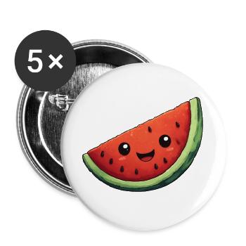 Kawaii Wassermelone Scheibe - Buttons groß 56 mm (5er Pack) - Weiß - Vorne