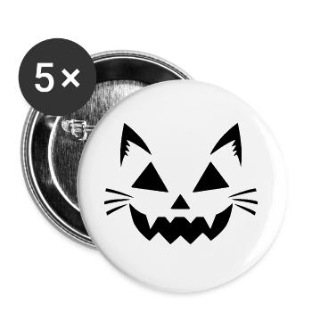 Halloween Katze – Spooky Cat Face - Buttons groß 56 mm (5er Pack) - Weiß - Vorne