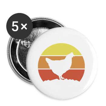 Huhn Silhouette Retro - Buttons groß 56 mm (5er Pack) - Weiß - Vorne