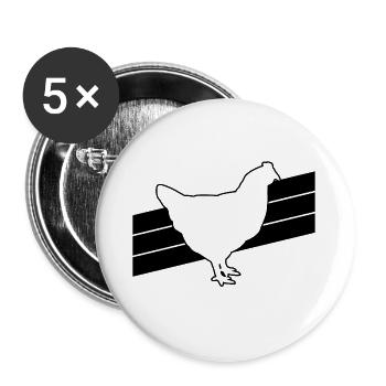 Huhn Silhouette Grafik - Buttons groß 56 mm (5er Pack) - Weiß - Vorne