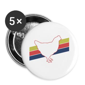 Huhn Silhouette Retro - Buttons groß 56 mm (5er Pack) - Weiß - Vorne
