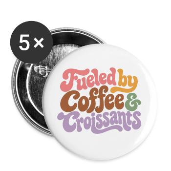Coffee and Croissants Groovy Retro - Buttons groß 56 mm (5er Pack) - Weiß - Vorne