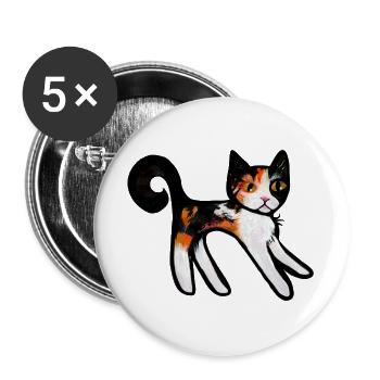 Calico Verspielte Katzen-Silhouette - Buttons groß 56 mm (5er Pack) - Weiß - Vorne