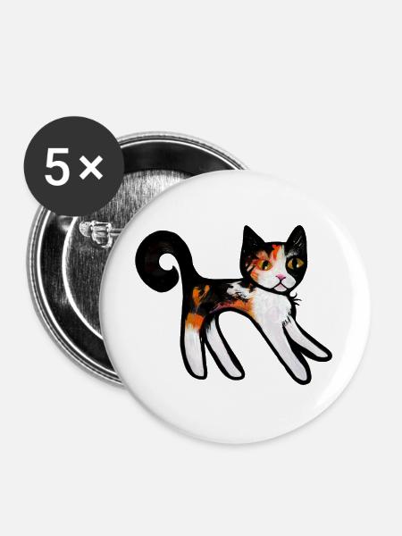 Calico Verspielte Katzen-Silhouette - Buttons groß 56 mm (5er Pack) - Weiß
