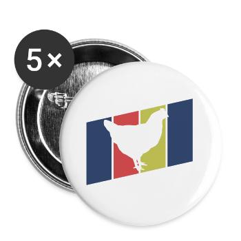 Huhn Silhouette Retro - Buttons groß 56 mm (5er Pack) - Weiß - Vorne