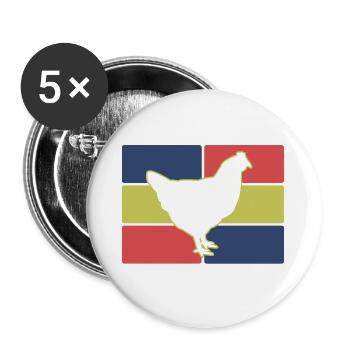 Huhn Silhouette Retro - Buttons groß 56 mm (5er Pack) - Weiß - Vorne