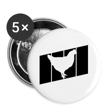 Huhn Silhouette   - Buttons groß 56 mm (5er Pack) - Weiß - Vorne