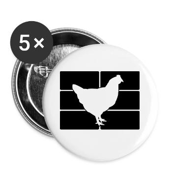 Huhn Silhouette Grafik - Buttons groß 56 mm (5er Pack) - Weiß - Vorne