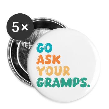 Grandfather Papaw Pop Gramps Granddad Grandpa - Buttons groß 56 mm (5er Pack) - Weiß - Vorne
