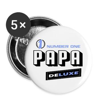 Papa Number One Deluxe Bester Familie Sprüche - Buttons groß 56 mm (5er Pack) - Weiß - Vorne