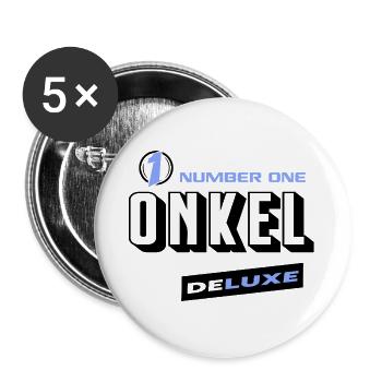 Onkel Number One Deluxe Bester Familie  - Buttons groß 56 mm (5er Pack) - Weiß - Vorne