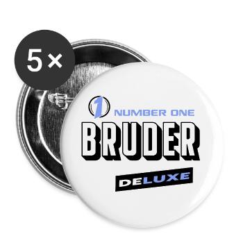 Bruder Number One Deluxe Bester Familie - Buttons groß 56 mm (5er Pack) - Weiß - Vorne