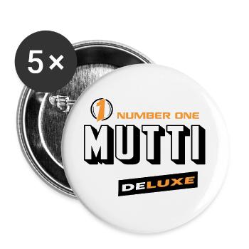 Mutti Number One Deluxe Beste Familie Beste Mutti - Buttons groß 56 mm (5er Pack) - Weiß - Vorne
