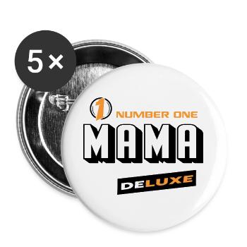 Mama Number One Deluxe Beste Familie Beste Mama - Buttons groß 56 mm (5er Pack) - Weiß - Vorne