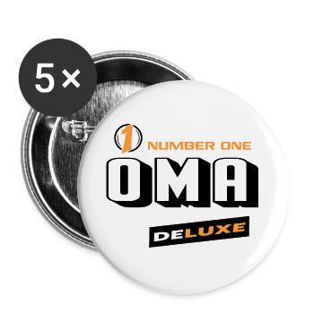 Oma Number One Deluxe Beste Familie Beste Oma - Buttons groß 56 mm (5er Pack) - Weiß - Vorne