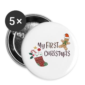 Mein Erstes Weihnachten - Buttons groß 56 mm (5er Pack) - Weiß - Vorne