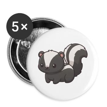 Stinktier - Buttons groß 56 mm (5er Pack) - Weiß - Vorne