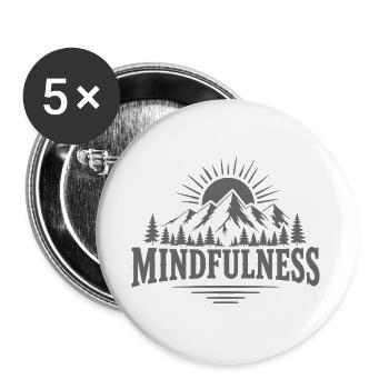 Mindfulness Achtsamkeit Natur Berge - Buttons groß 56 mm (5er Pack) - Weiß - Vorne