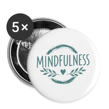 Mindfulness Achtsamkeit Selbstliebe Herzsymbol - Buttons groß 56 mm (5er Pack) - Weiß - Vorne