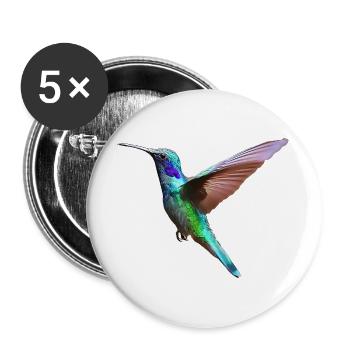 Kolibri – Vogelillustration - Buttons groß 56 mm (5er Pack) - Weiß - Vorne