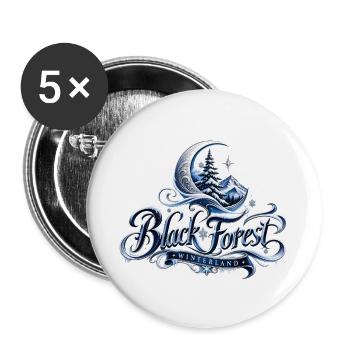 Schwarzwald Winterland Mondnacht - Buttons groß 56 mm (5er Pack) - Weiß - Vorne