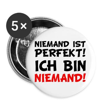 Niemand! Rotes Wort-Statement - Buttons groß 56 mm (5er Pack) - Weiß - Vorne