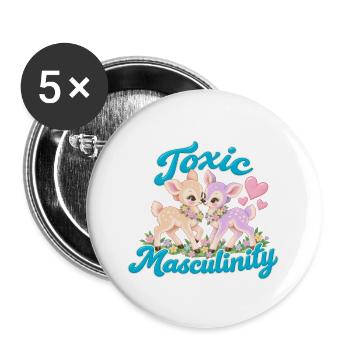 Zärtliches Duo - Buttons groß 56 mm (5er Pack) - Weiß - Vorne