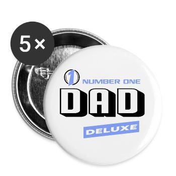 Dad Papa Number One Deluxe Bester Familie Best Dad - Buttons groß 56 mm (5er Pack) - Weiß - Vorne