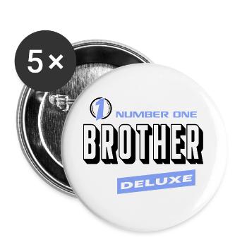 Brother Bruder Number One Deluxe Bester Familie - Buttons groß 56 mm (5er Pack) - Weiß - Vorne
