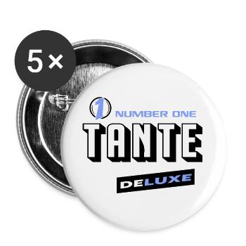 Tante Number One Deluxe Bester Familie Beste Tante - Buttons groß 56 mm (5er Pack) - Weiß - Vorne