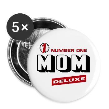 Mom Mama Number One Deluxe Bester Familie Best Mom - Buttons groß 56 mm (5er Pack) - Weiß - Vorne
