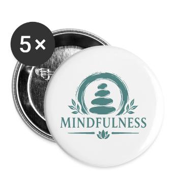 Mindfulness Achtsamkeit Zen Steine Meditation - Buttons groß 56 mm (5er Pack) - Weiß - Vorne
