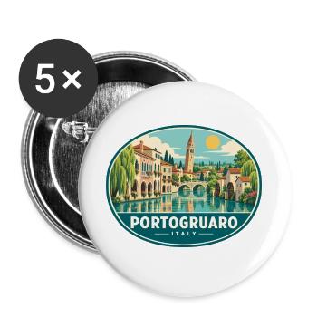 Erkunden Sie Portogruaro in Veneto Travel - Buttons groß 56 mm (5er Pack) - Weiß - Vorne
