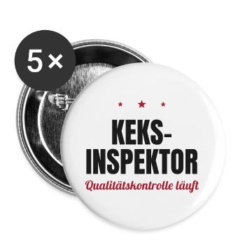 Keks-Inspektor – Qualitätskontrolle läuft - Buttons groß 56 mm (5er Pack) - Weiß - Vorne