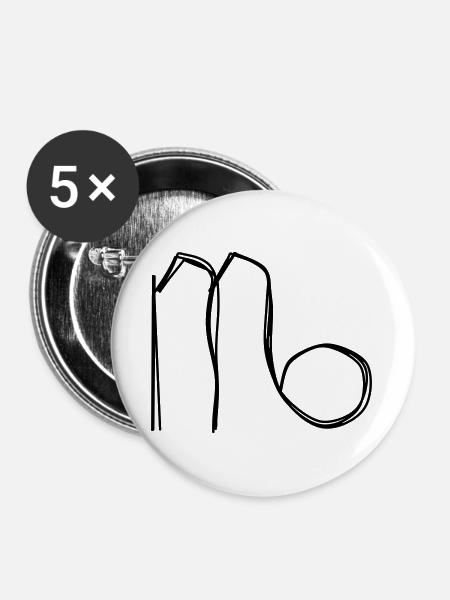 Sternzeichen Jungfrau handgezeichnet - Buttons groß 56 mm (5er Pack) - Weiß