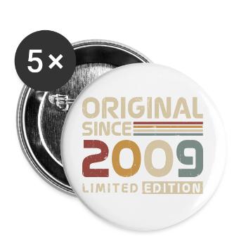 Original 2009 Jahrgang Vintage Geburtstag Retro - Buttons groß 56 mm (5er Pack) - Weiß - Vorne