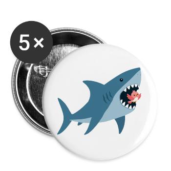 Hai - Buttons groß 56 mm (5er Pack) - Weiß - Vorne
