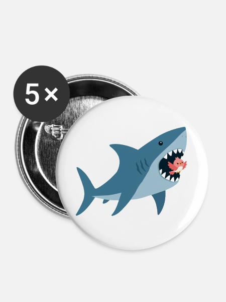 Hai - Buttons groß 56 mm (5er Pack) - Weiß