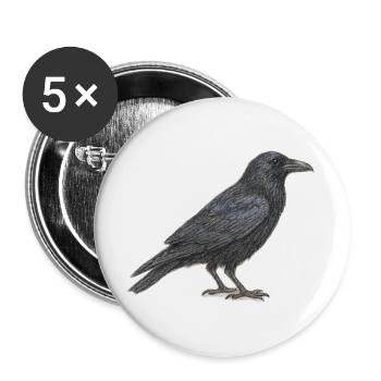 Great European Raven Black Grafik in Grau - Buttons groß 56 mm (5er Pack) - Weiß - Vorne
