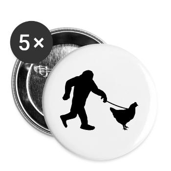 Bigfoot Huhn Humor - Buttons groß 56 mm (5er Pack) - Weiß - Vorne