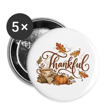 Gemütliches Herbst Cottagecore Design - Buttons groß 56 mm (5er Pack) - Weiß - Vorne