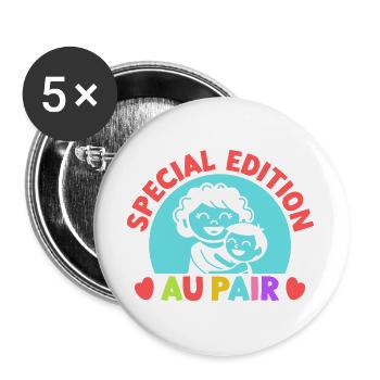 Tagesmutter Special Edition Au Pair Nanny - Buttons groß 56 mm (5er Pack) - Weiß - Vorne